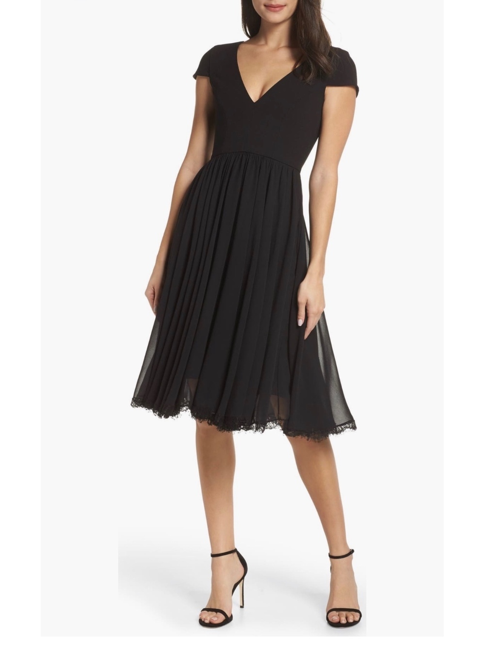 Dress the Population Corey Chiffon Fit & Flare Cocktail Dress. - Size Medium